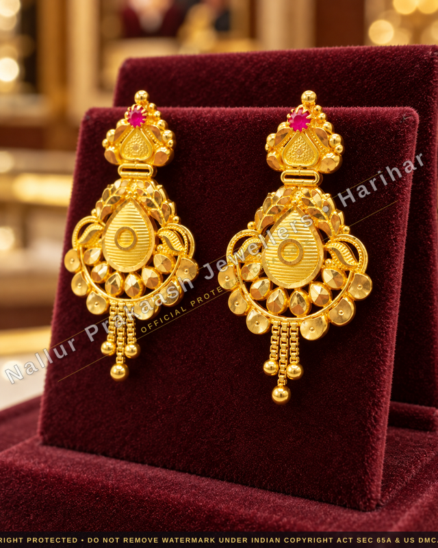 Emerald Floral Gold Earrings