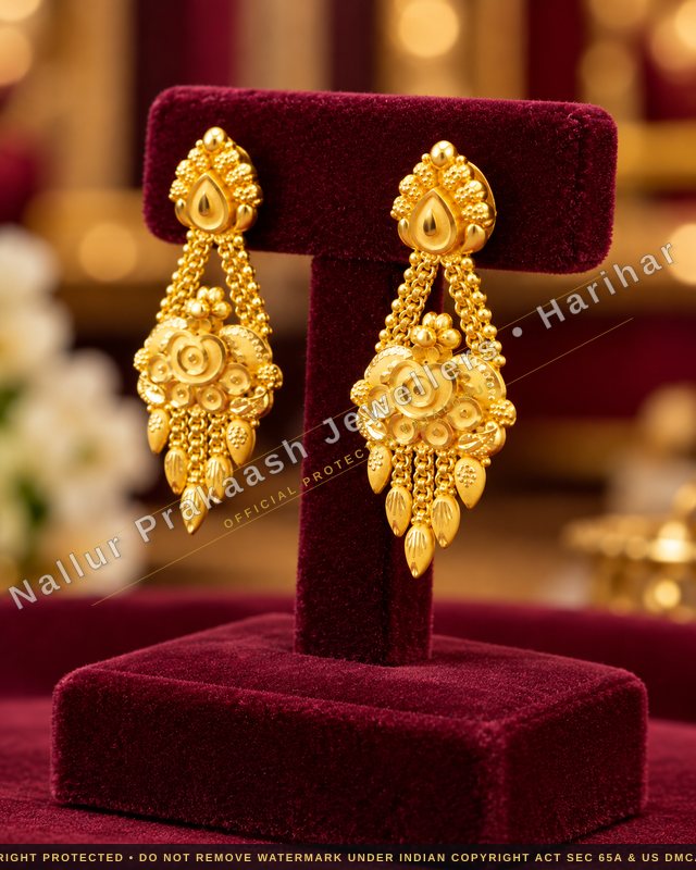 Floral Gold Chain Danglers