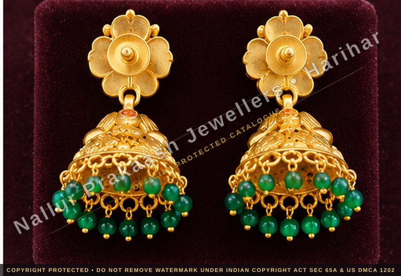 Green Bead Jhumka Back