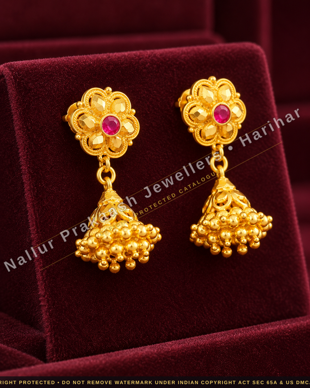 Floral Gold Jhumka